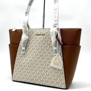 Michael Kors Large Charlotte Tote Bag Vanilla/Brown